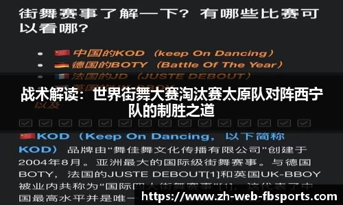 战术解读：世界街舞大赛淘汰赛太原队对阵西宁队的制胜之道